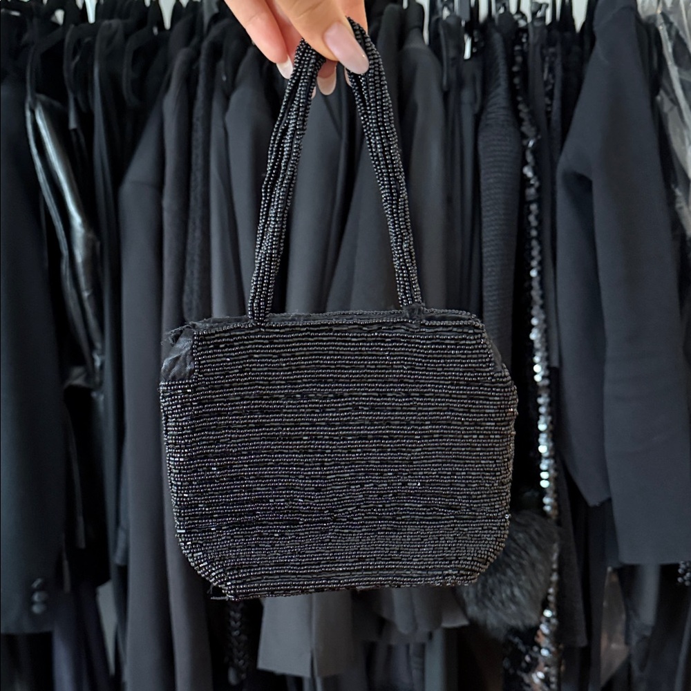 Vintage Black Beaded Mini Bag